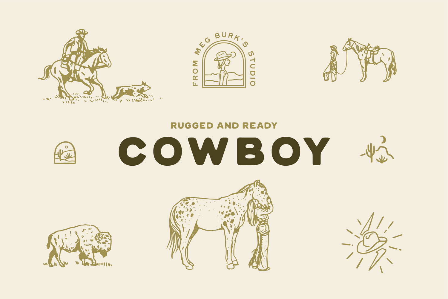 COWBOY Handletter font and icons — By Meg Burk